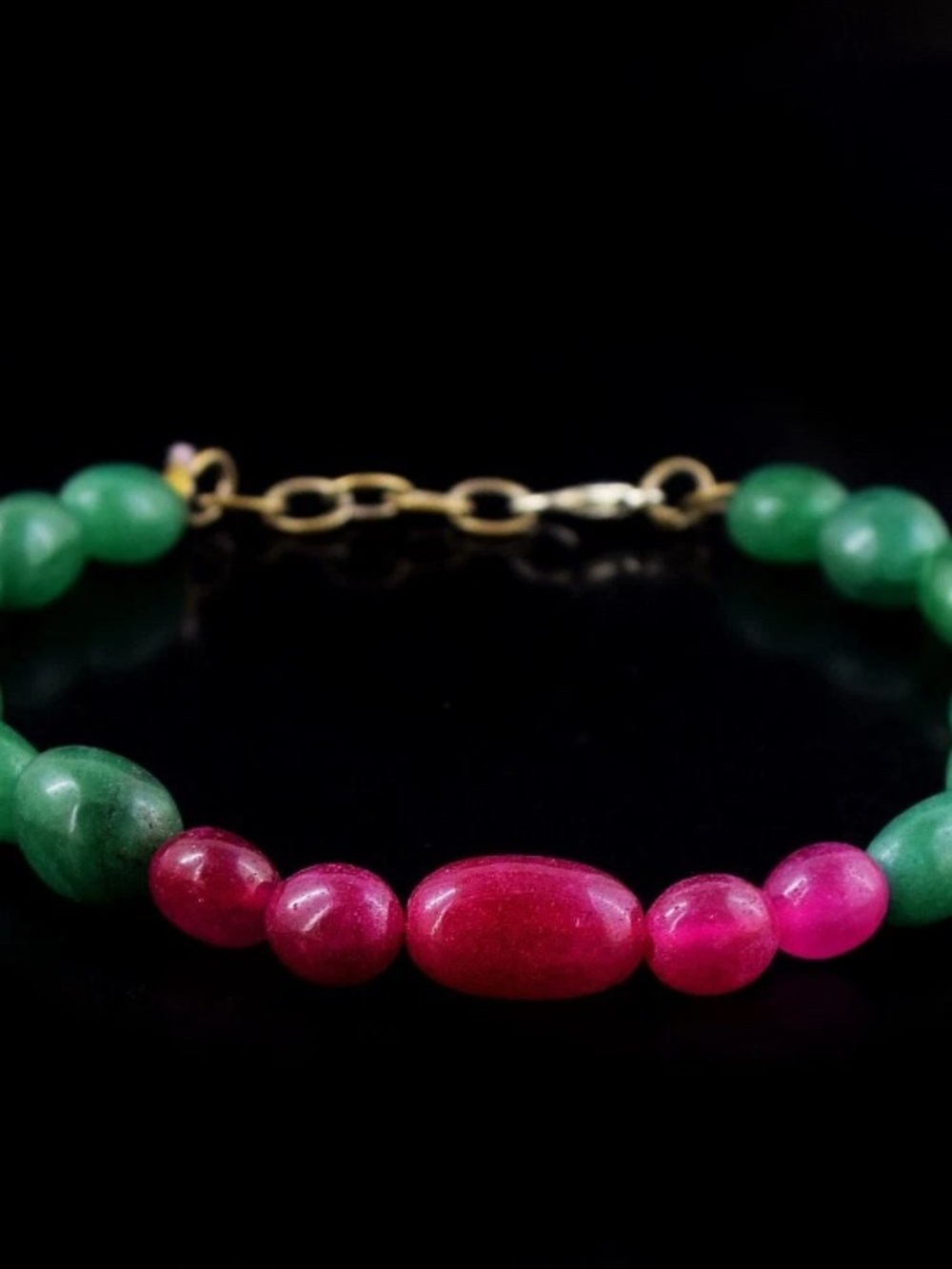 Gorgeous Green Emerald and Pink Ruby Bracelet